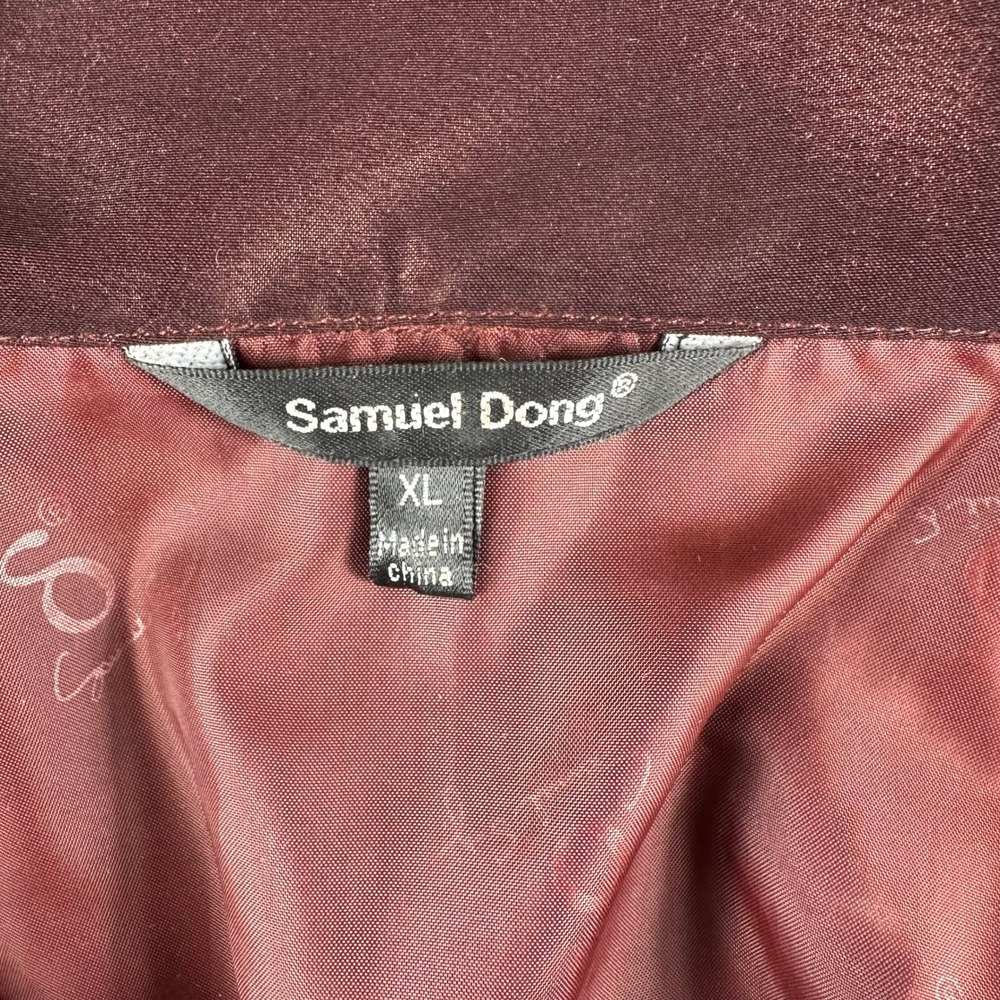 Samuel Dong Bubble Hem Trench Coat Women XL Burgundy Iridescent Avant Garde - Picture 4 of 8